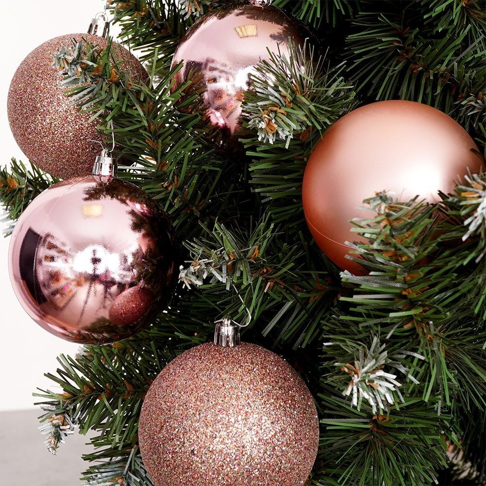 Set of 5 unbreakable Christmas tree balls in pink