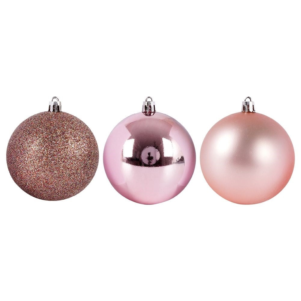 Set of 5 unbreakable Christmas tree balls in pink