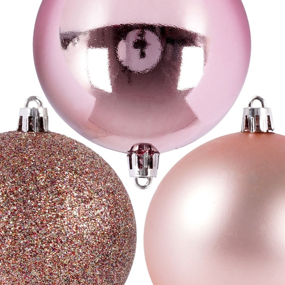 Set of 5 unbreakable Christmas tree balls in pink
