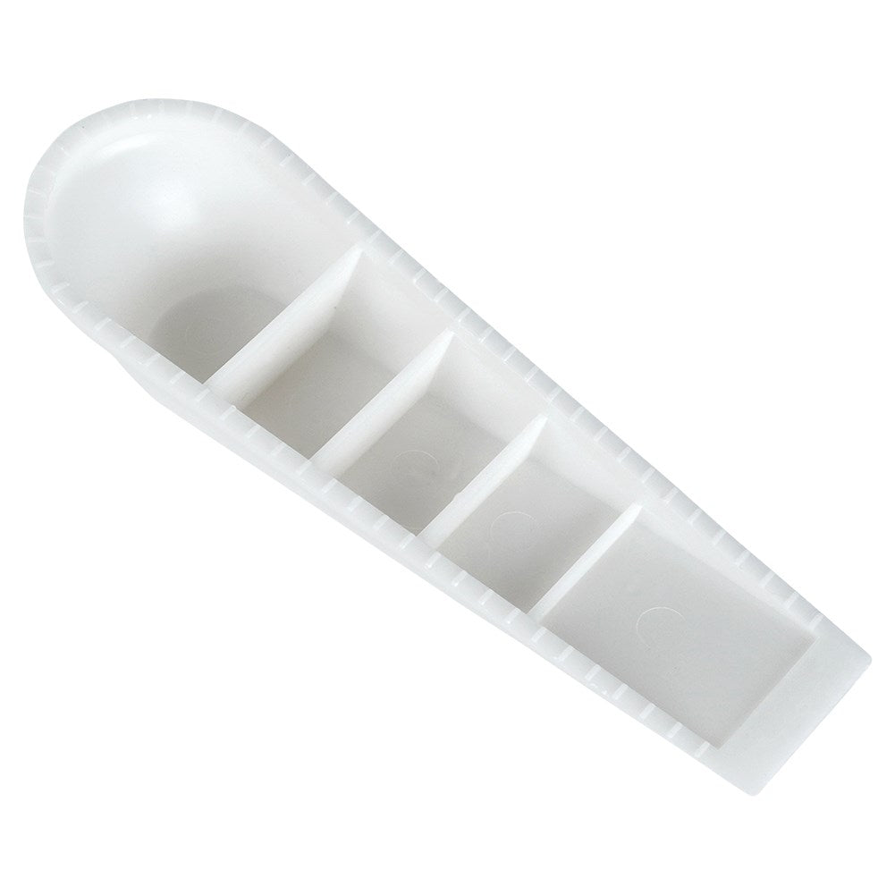 Set of 5 white plastic door stops, protects doors and floors