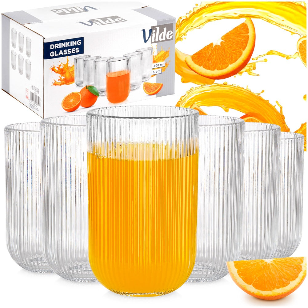 Set of 6 Glasses, 400 ml Capacity