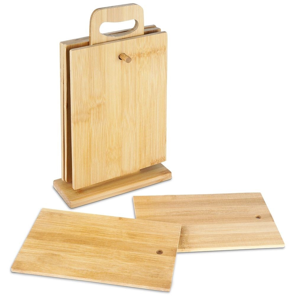 Set of 6 bamboo cutting boards for cutting and serving