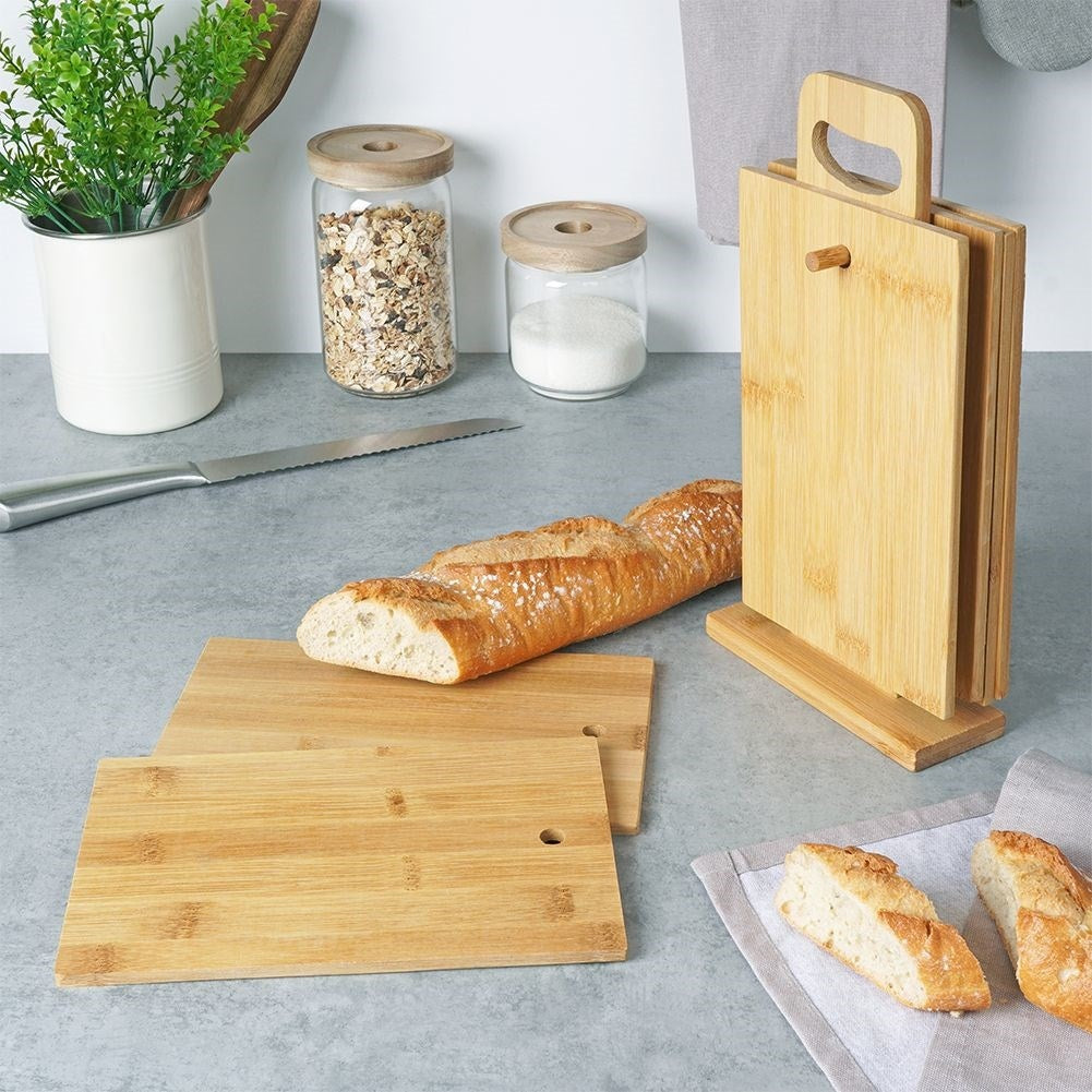 Set of 6 bamboo cutting boards for cutting and serving