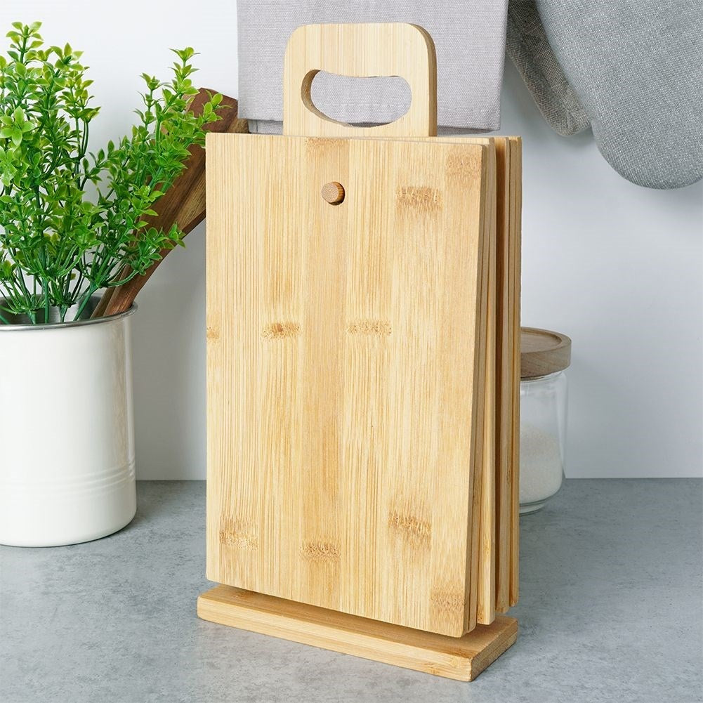 Set of 6 bamboo cutting boards for cutting and serving