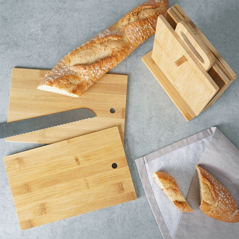 Set of 6 bamboo cutting boards for cutting and serving