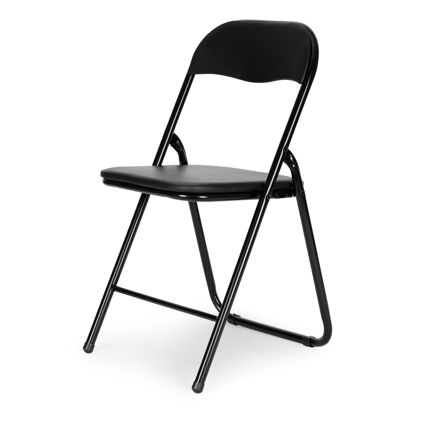 Set of 6 foldable garden catering chairs, black eco-leather