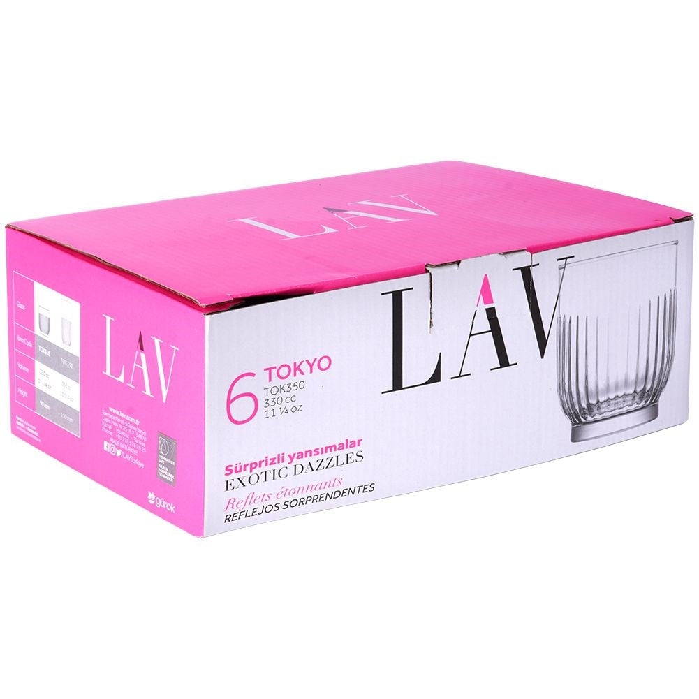 Set of 6 glasses, 300 ml, thick glass for drinks