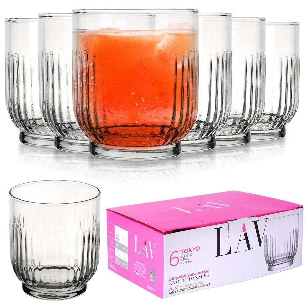 Set of 6 glasses, 300 ml, thick glass for drinks
