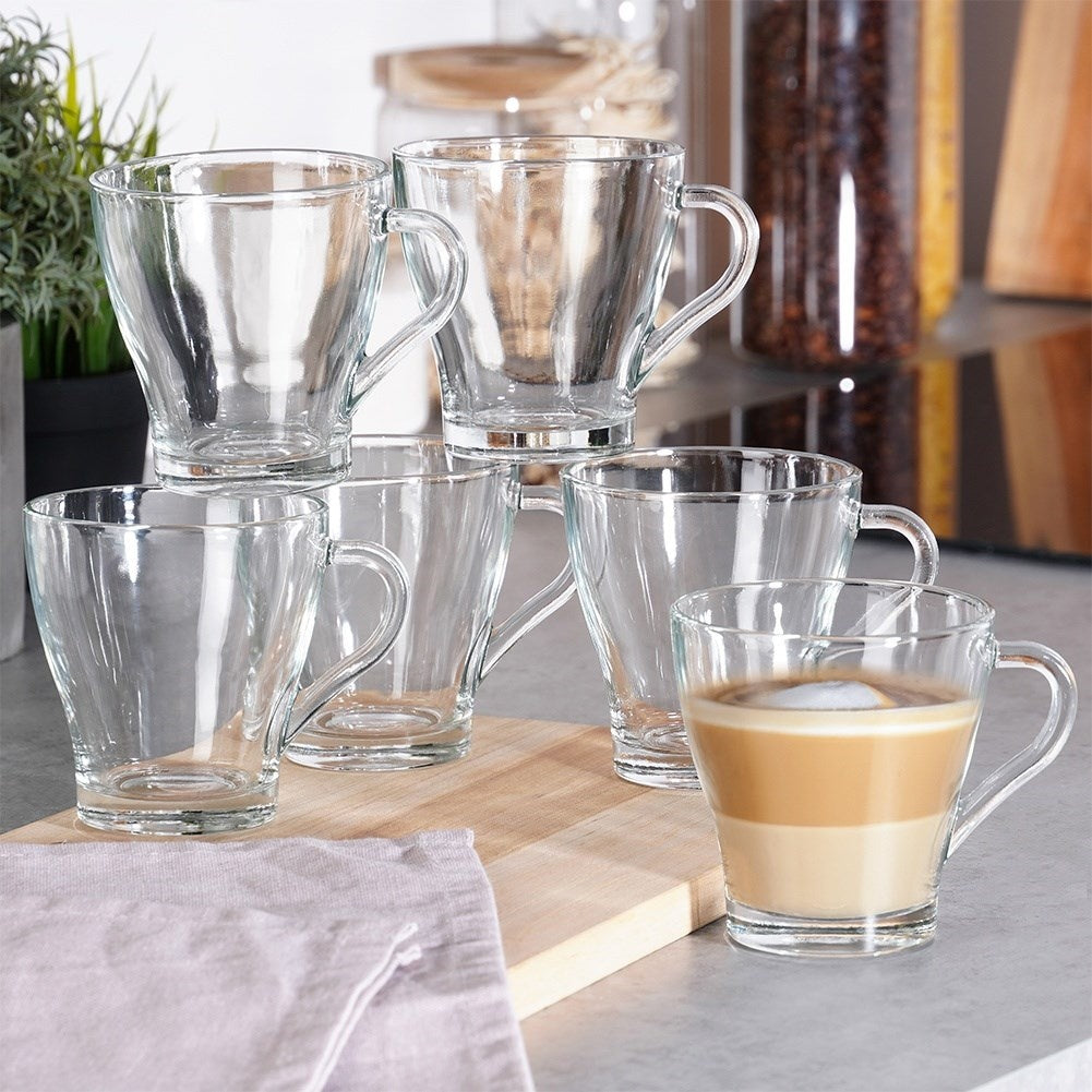 Set of 6 glasses with handles - Perfect for coffee/tea