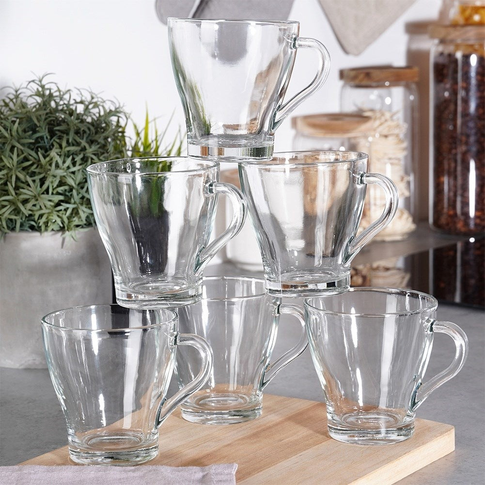 Set of 6 glasses with handles - Perfect for coffee/tea