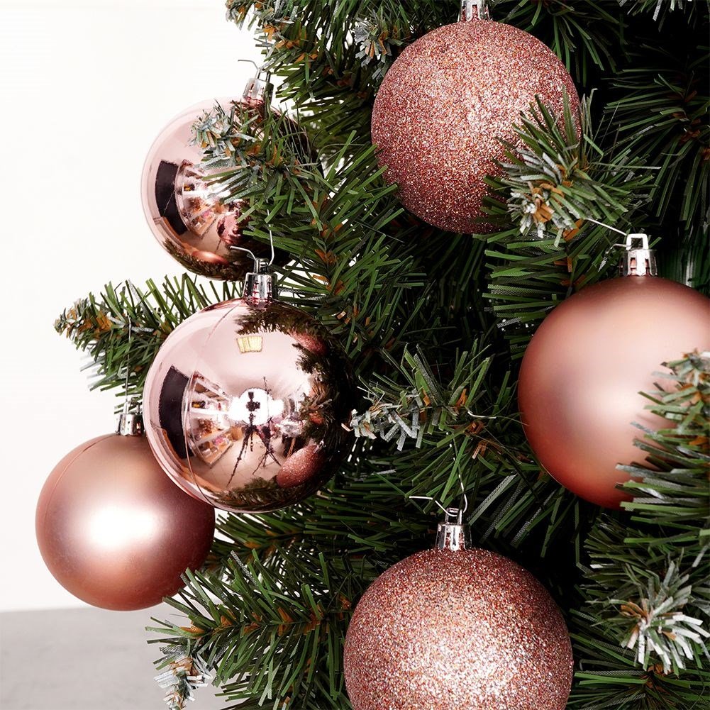 Set of 6 pink Christmas tree balls: unbreakable, durable and safe