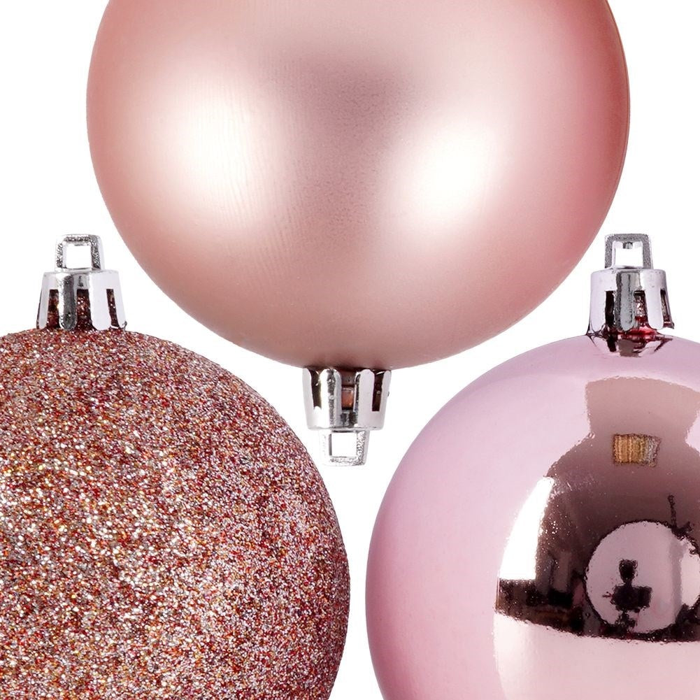 Set of 6 pink Christmas tree balls: unbreakable, durable and safe