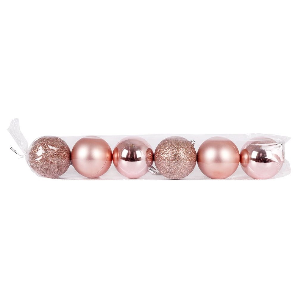 Set of 6 pink Christmas tree balls: unbreakable, durable and safe