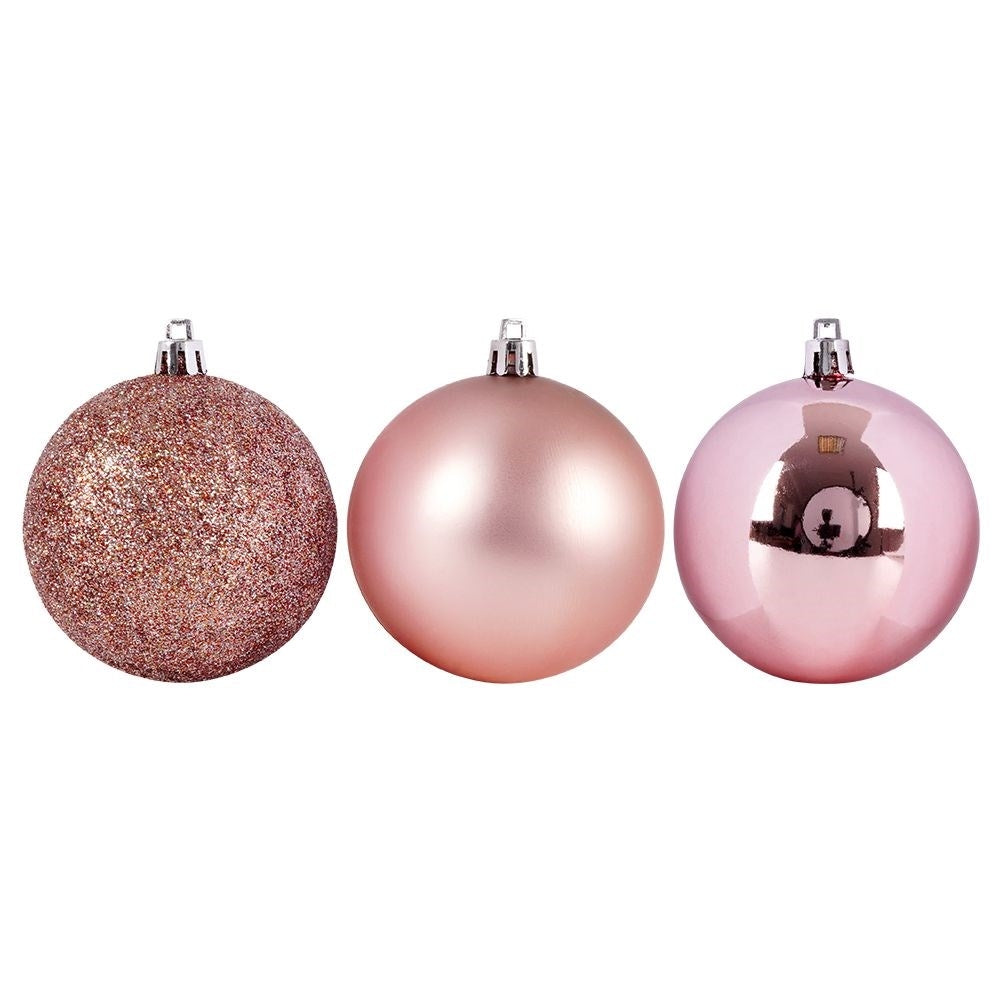 Set of 6 pink Christmas tree balls: unbreakable, durable and safe