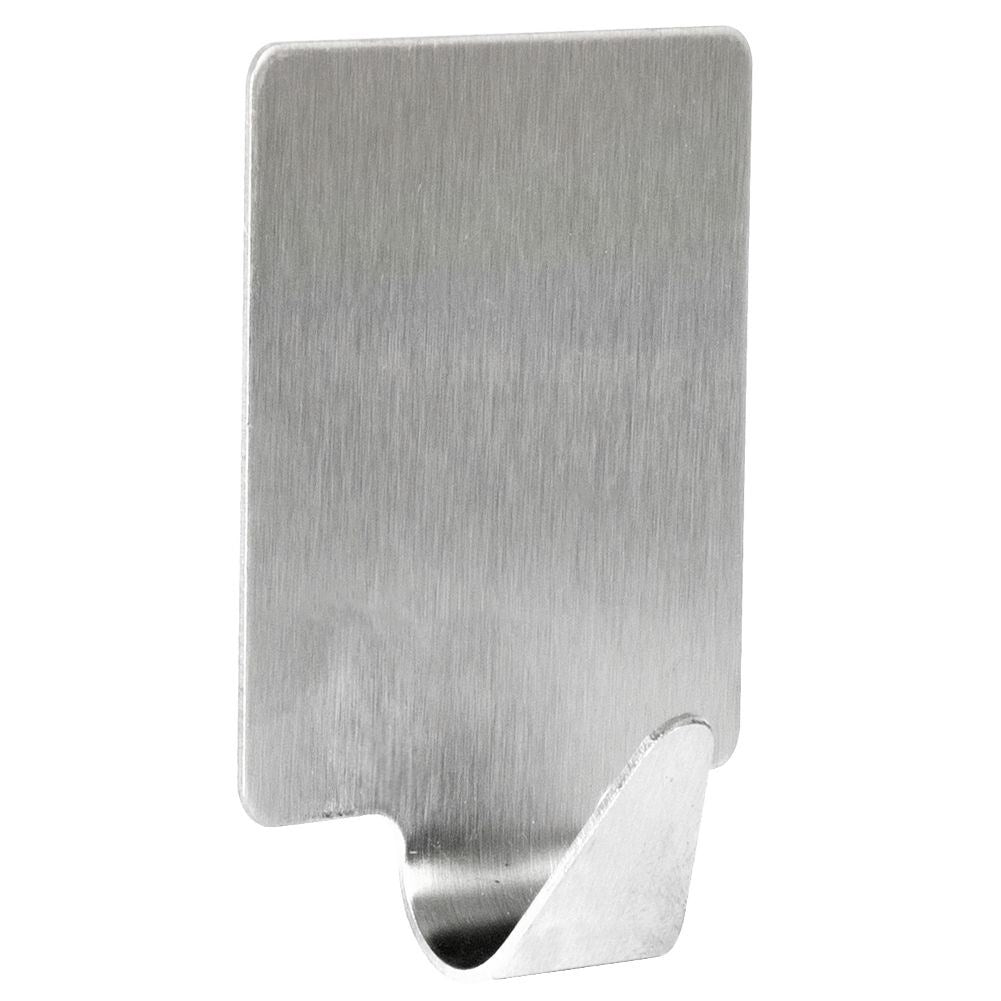 Set of 6 rectangular stainless steel self-adhesive hooks