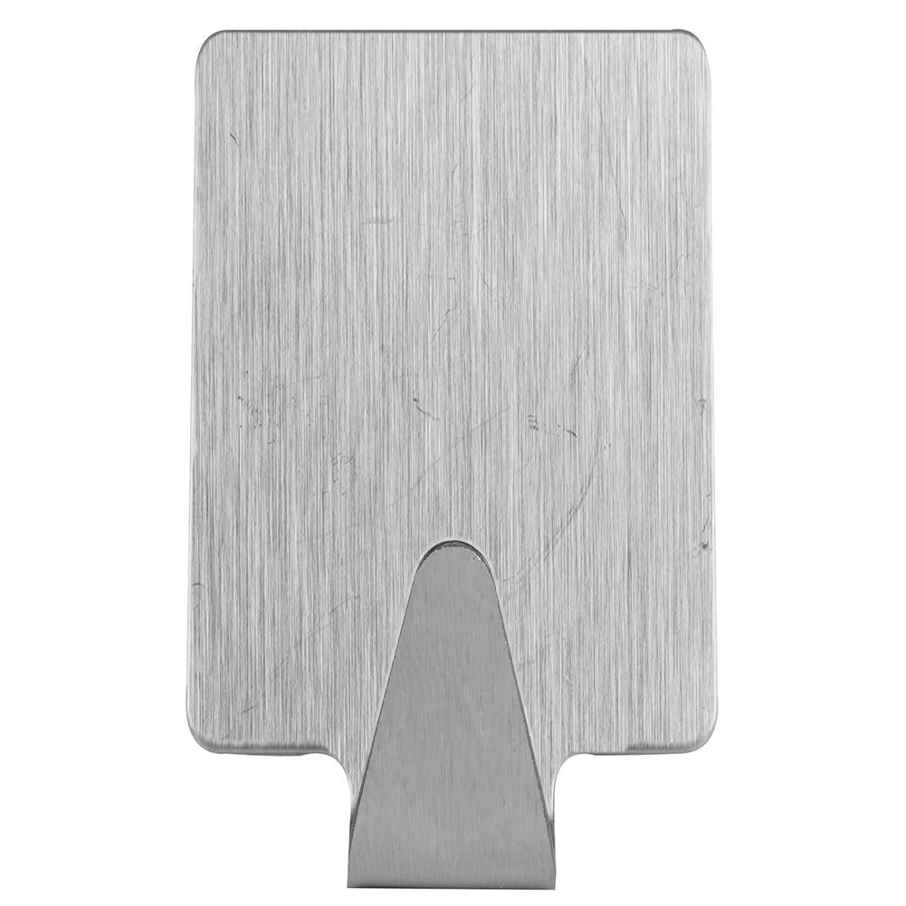 Set of 6 rectangular stainless steel self-adhesive hooks