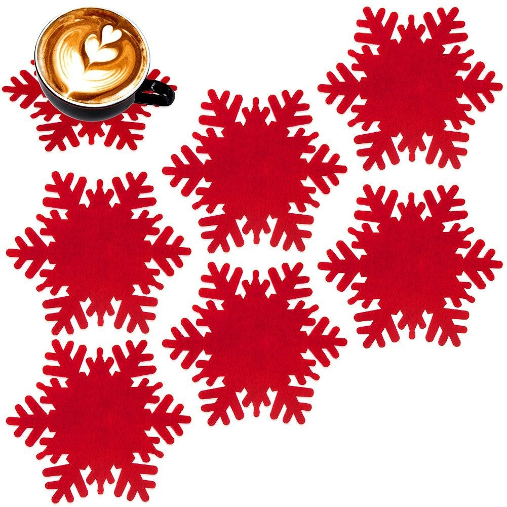 Set of 6 red snowflake coasters for hot dishes