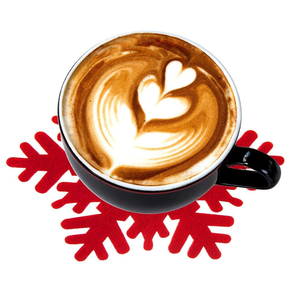 Set of 6 red snowflake coasters for hot dishes