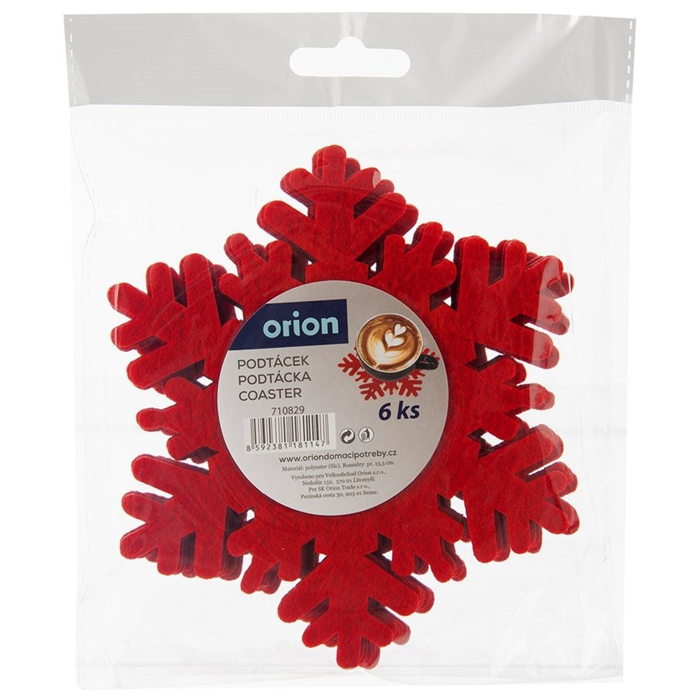 Set of 6 red snowflake coasters for hot dishes