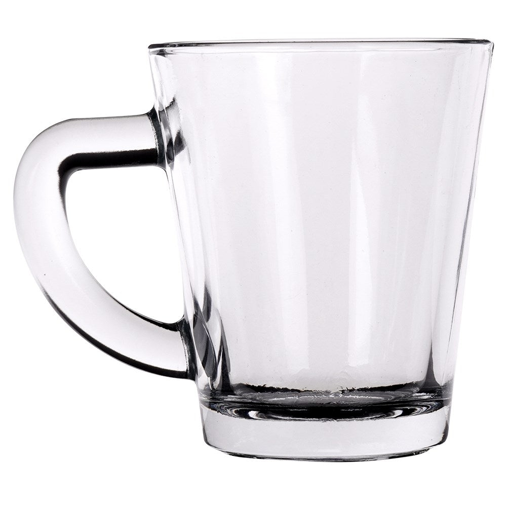Set of 6 small glasses with handles for espresso, thick glass
