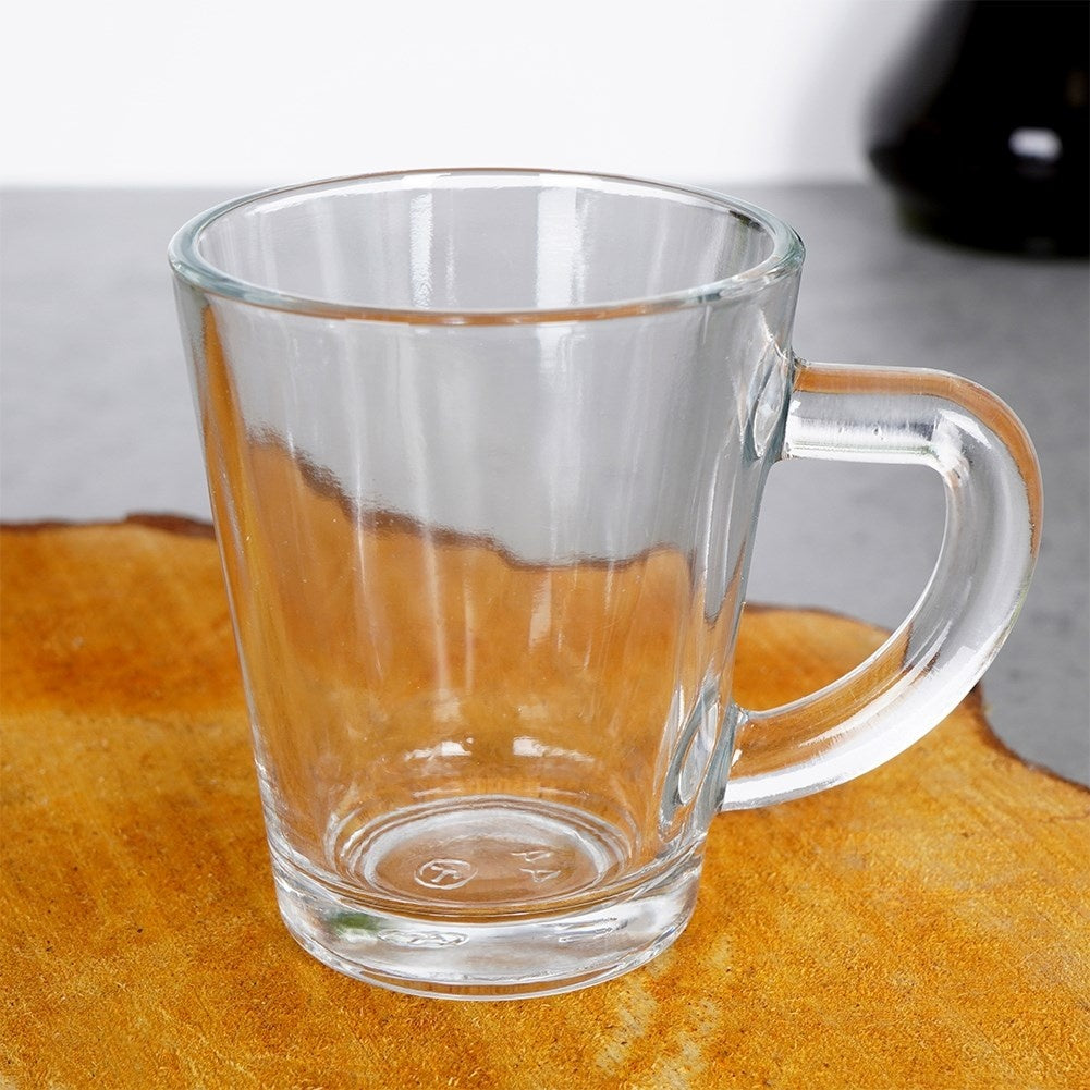 Set of 6 small glasses with handles for espresso, thick glass