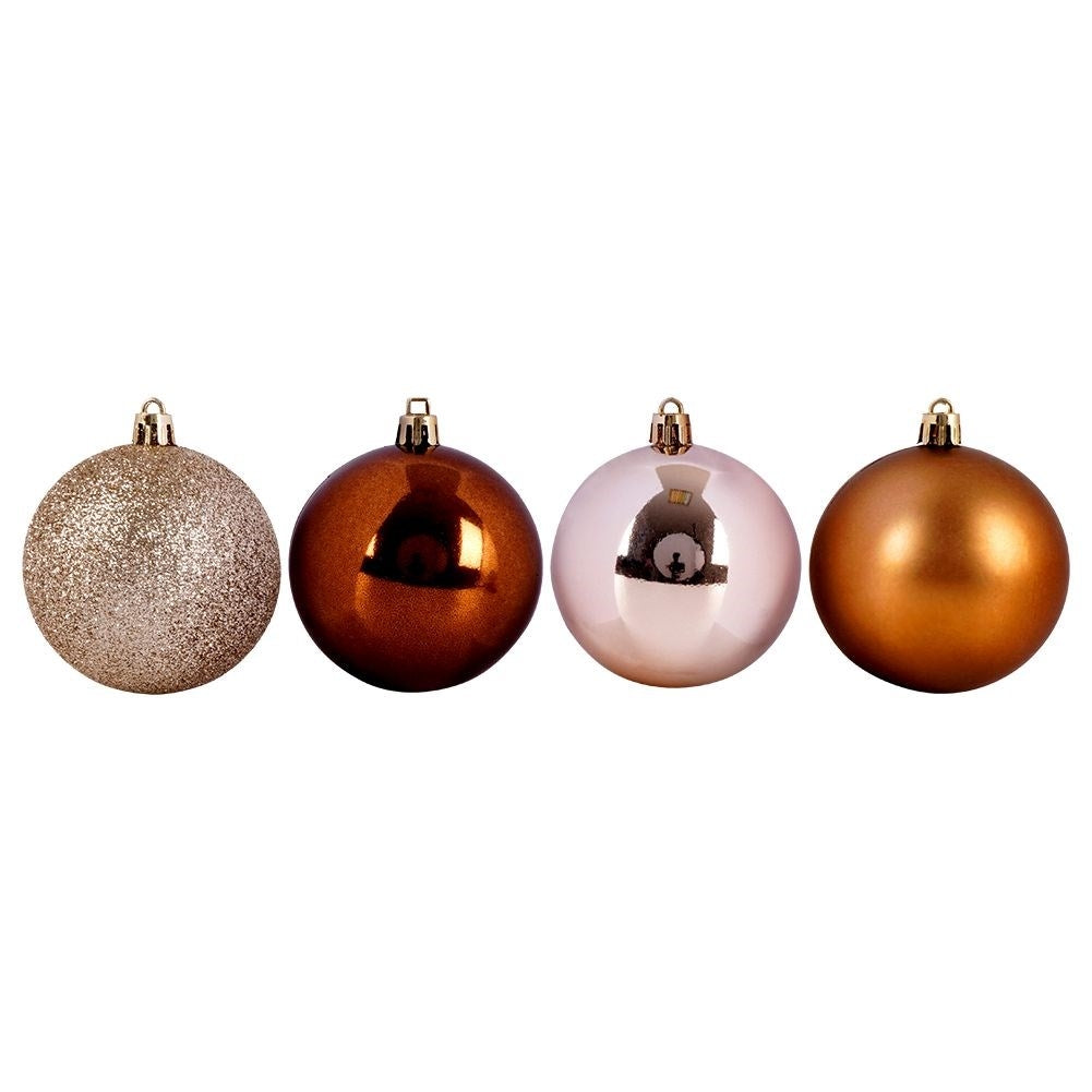 Set of 6 unbreakable Christmas tree balls in amber color