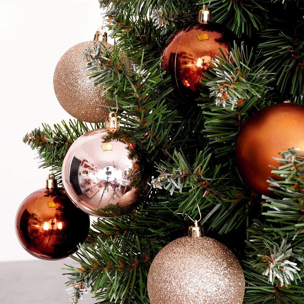 Set of 6 unbreakable Christmas tree balls in amber color