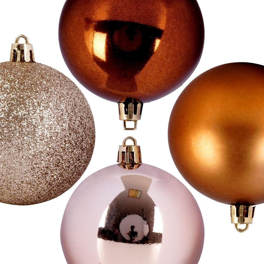Set of 6 unbreakable Christmas tree balls in amber color