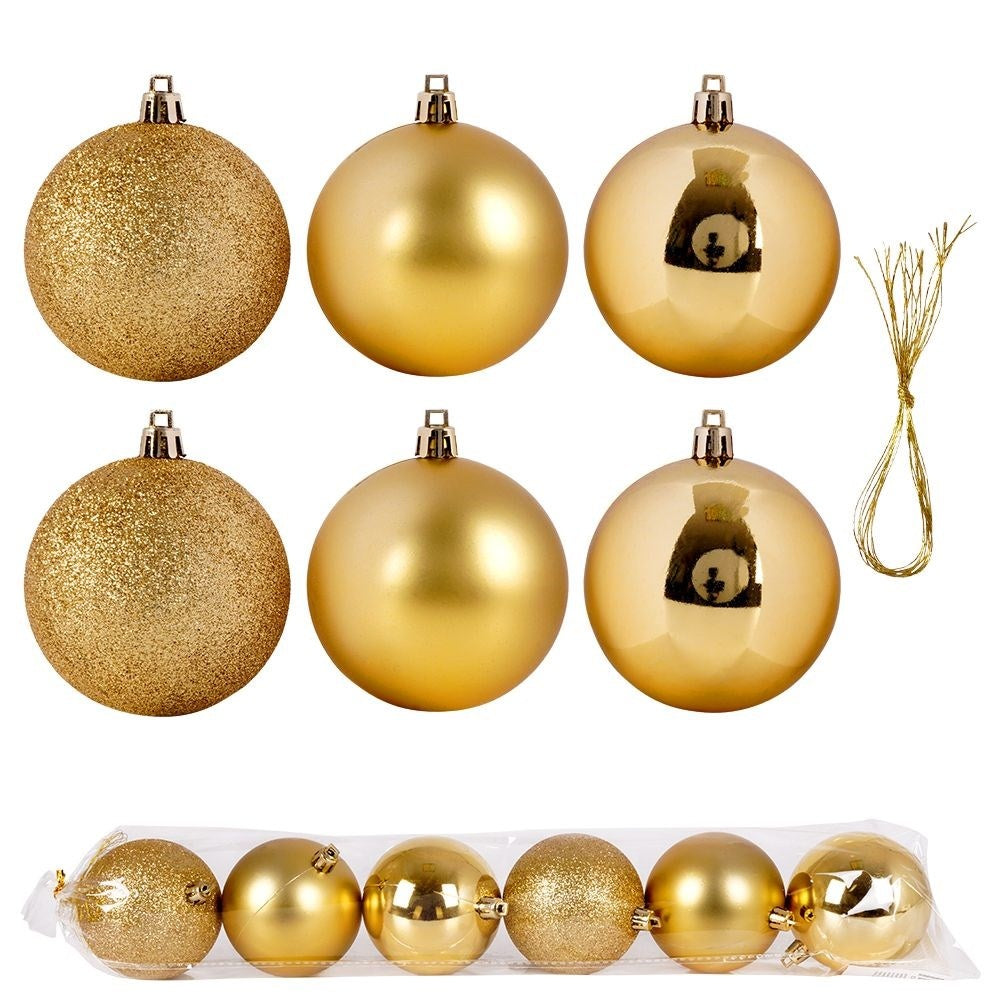 Set of 6 unbreakable Christmas tree balls in gold