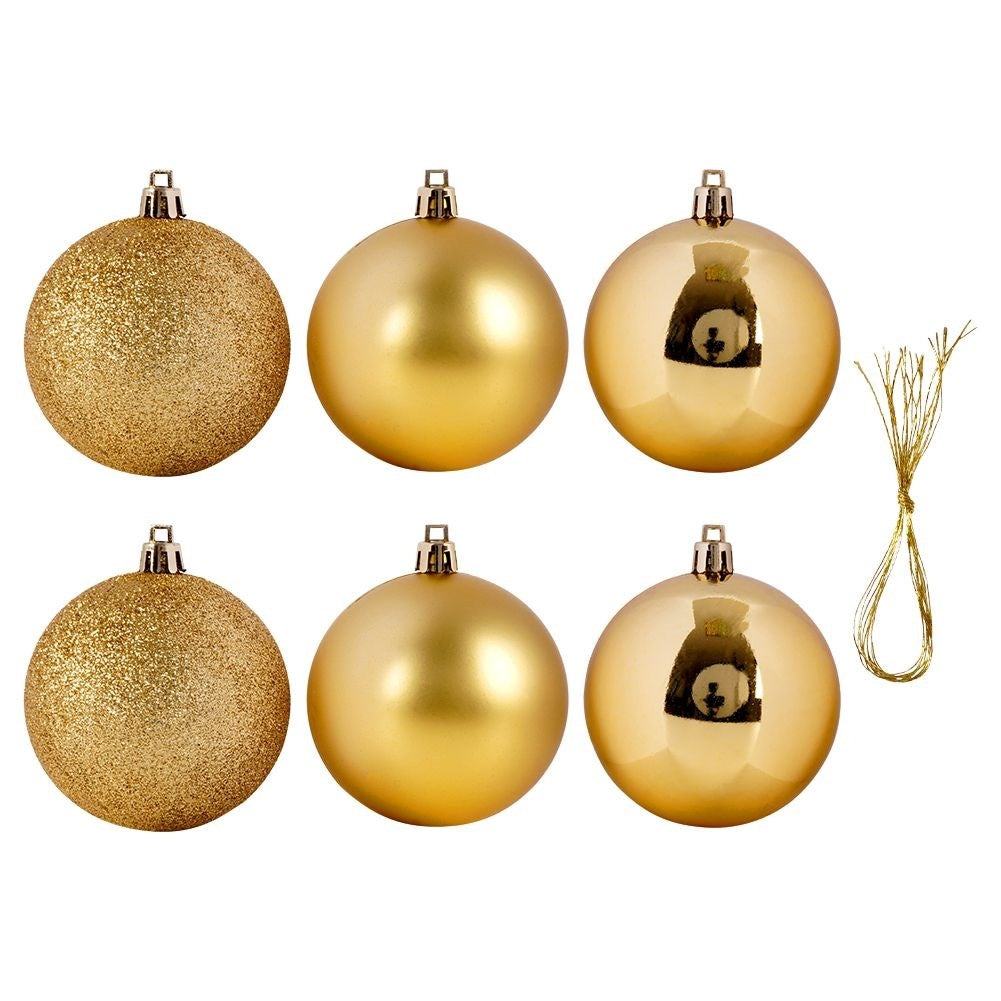 Set of 6 unbreakable Christmas tree balls in gold