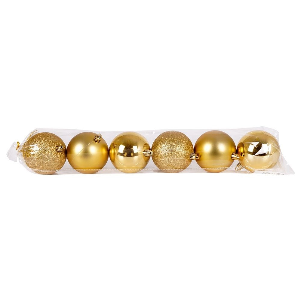 Set of 6 unbreakable Christmas tree balls in gold
