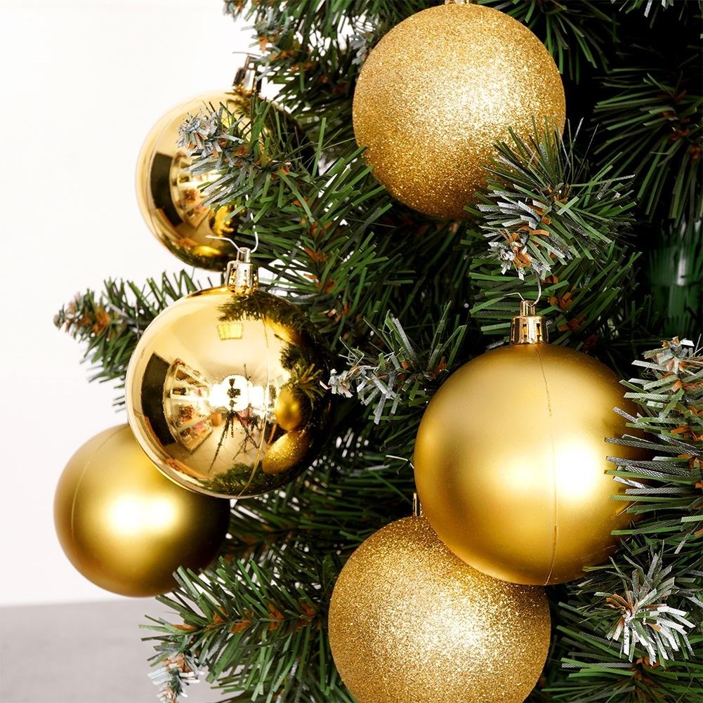 Set of 6 unbreakable Christmas tree balls in gold