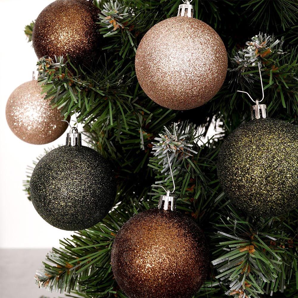 Set of 6 unbreakable glittering Christmas tree balls in 3 colours