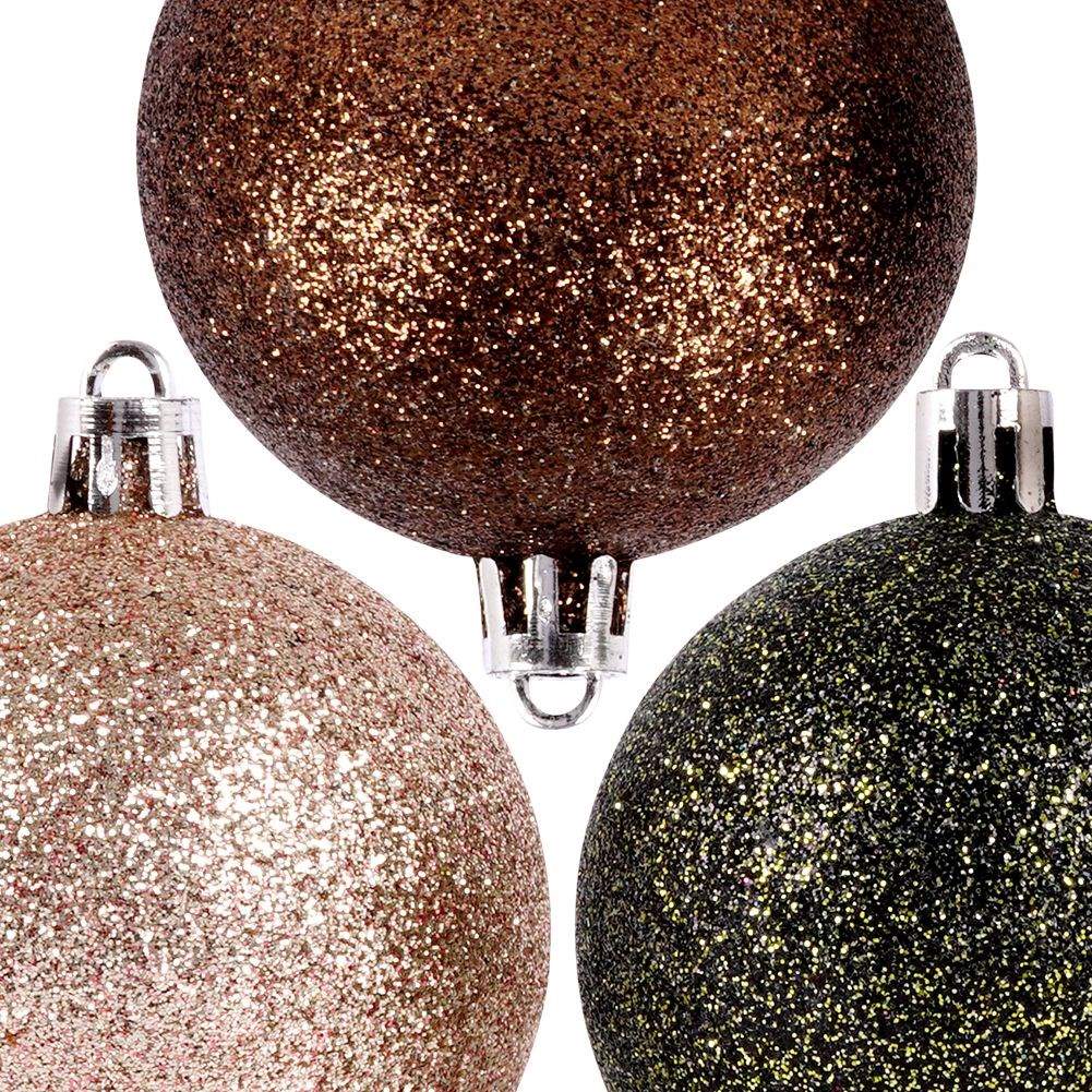 Set of 6 unbreakable glittering Christmas tree balls in 3 colours