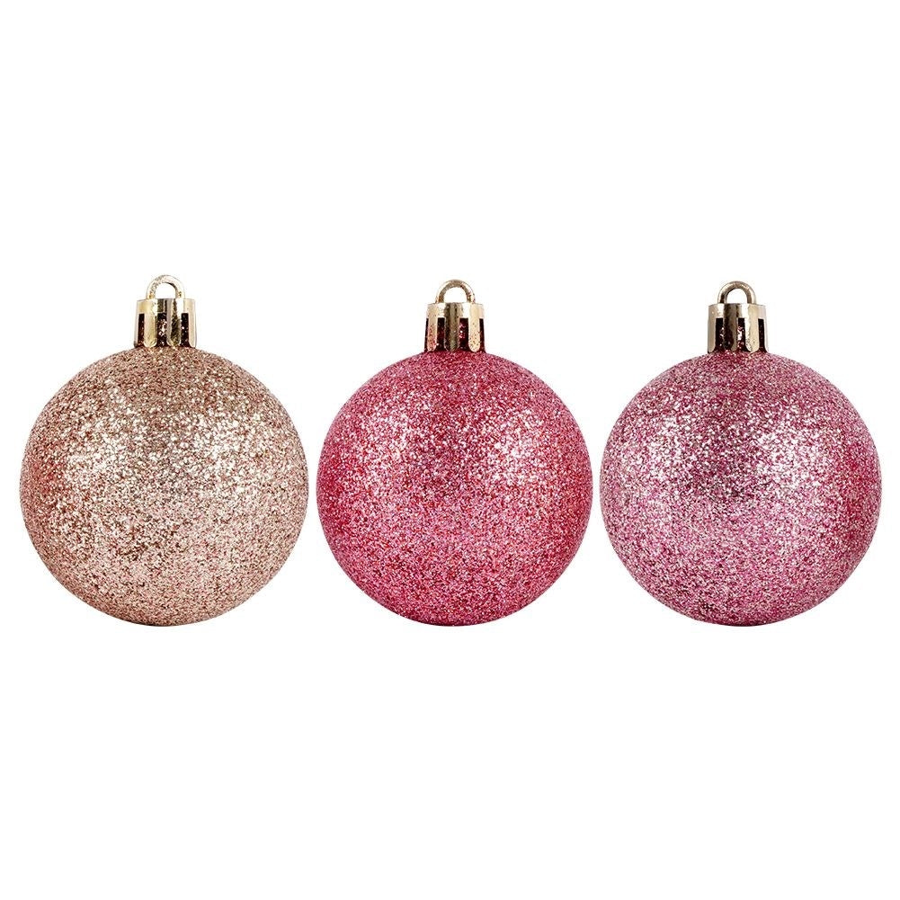 Set of 7 durable sparkling pink Christmas tree balls