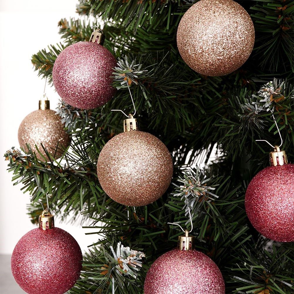 Set of 7 durable sparkling pink Christmas tree balls