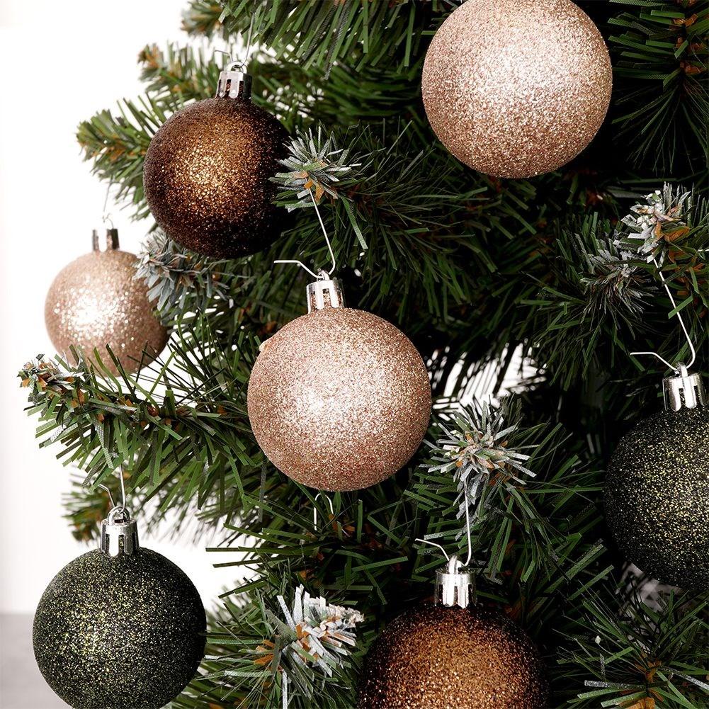 Set of 7 unbreakable Christmas tree balls in green, white and brown
