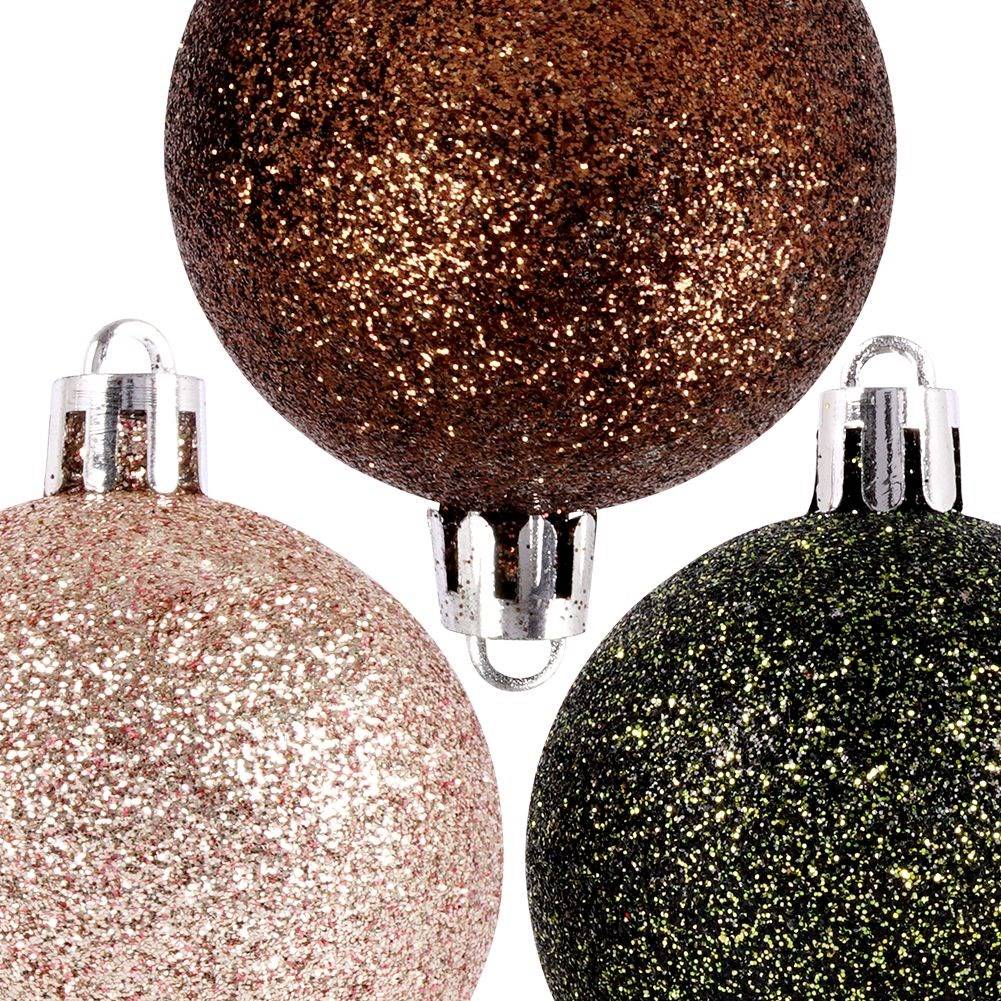 Set of 7 unbreakable Christmas tree balls in green, white and brown