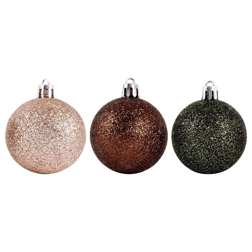 Set of 7 unbreakable Christmas tree balls in green, white and brown