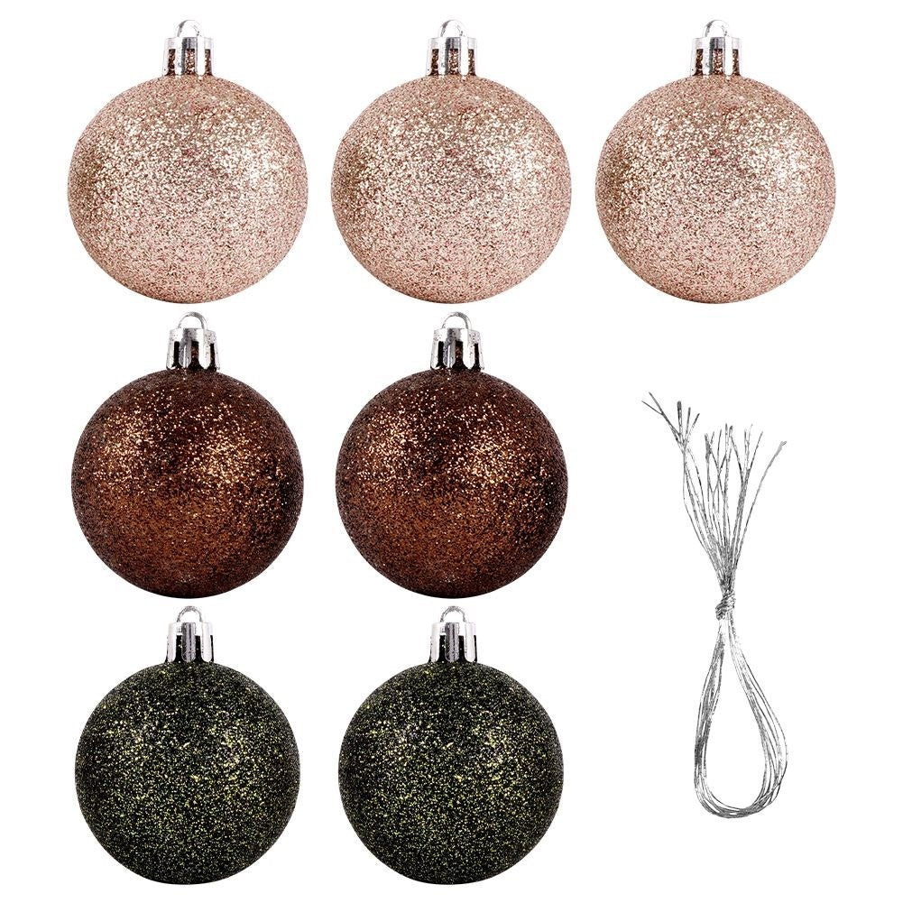 Set of 7 unbreakable Christmas tree balls in green, white and brown
