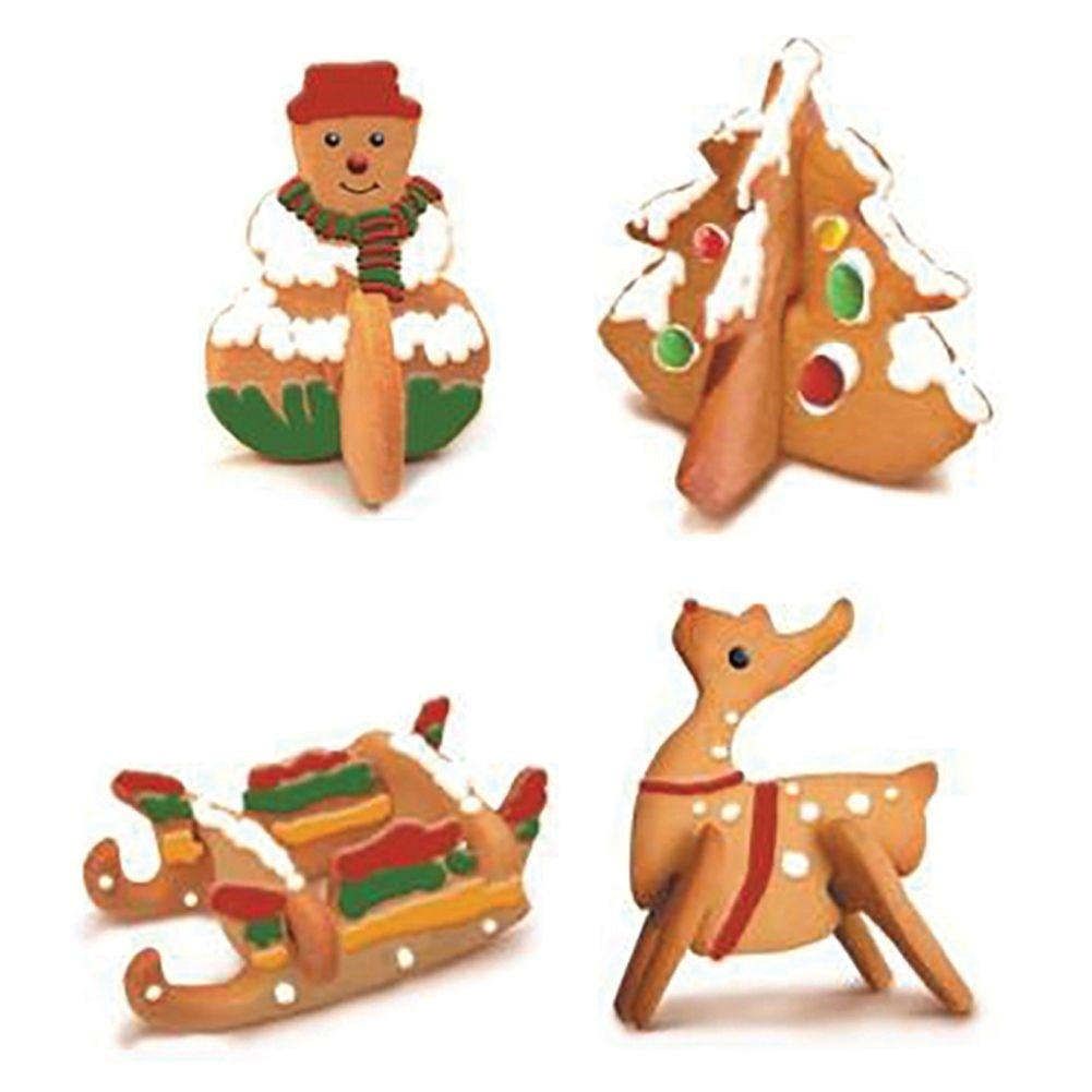 Set of 8 Christmas molds for 3D gingerbread in stainless steel