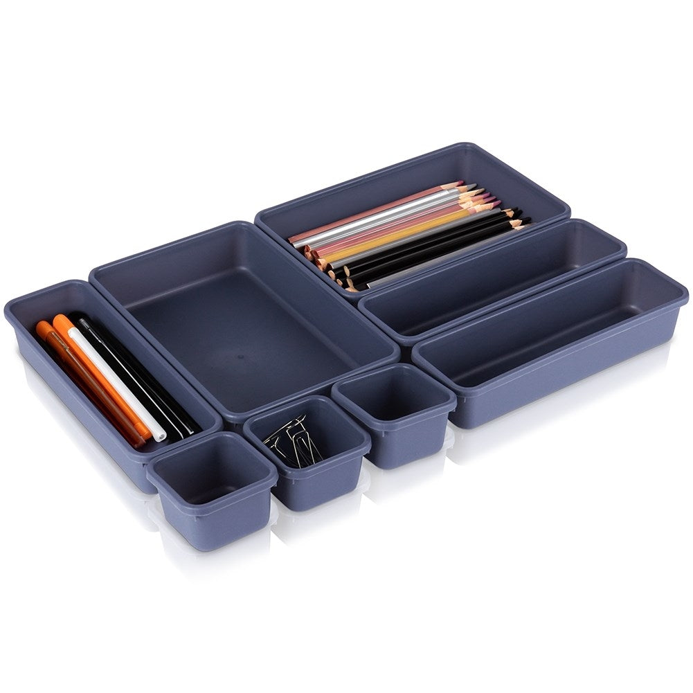 Set of 8 drawer organizers in three sizes, connectable