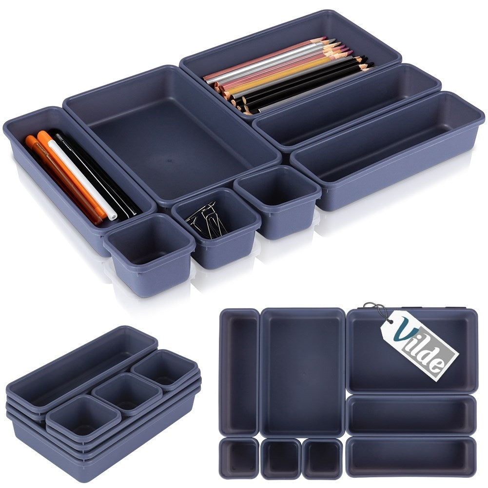 Set of 8 drawer organizers in three sizes, connectable