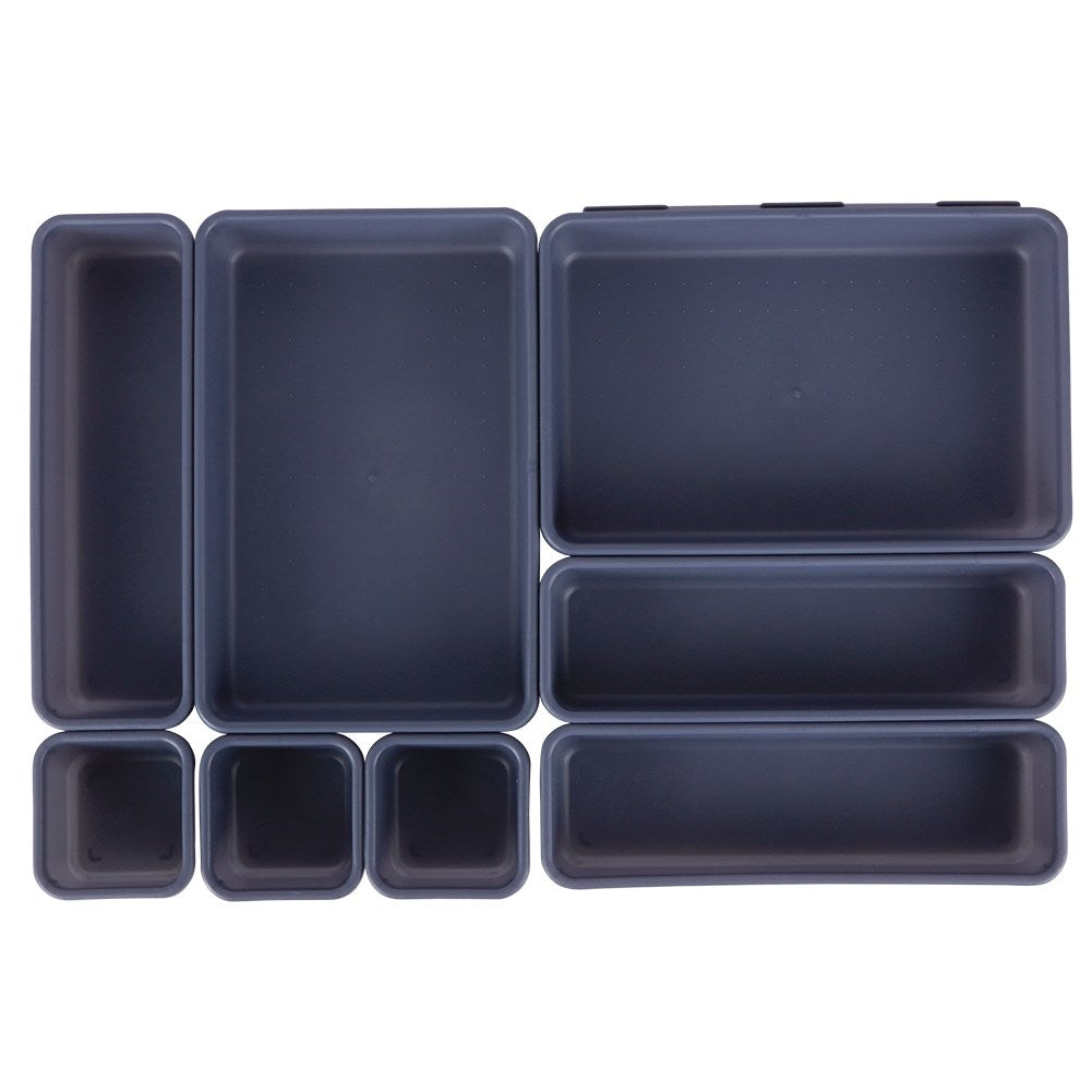 Set of 8 drawer organizers in three sizes, connectable