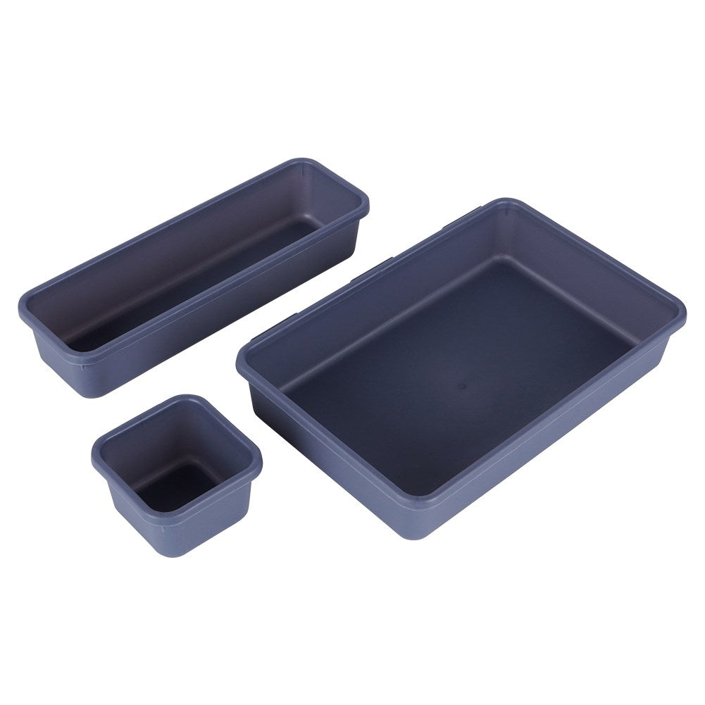 Set of 8 drawer organizers in three sizes, connectable