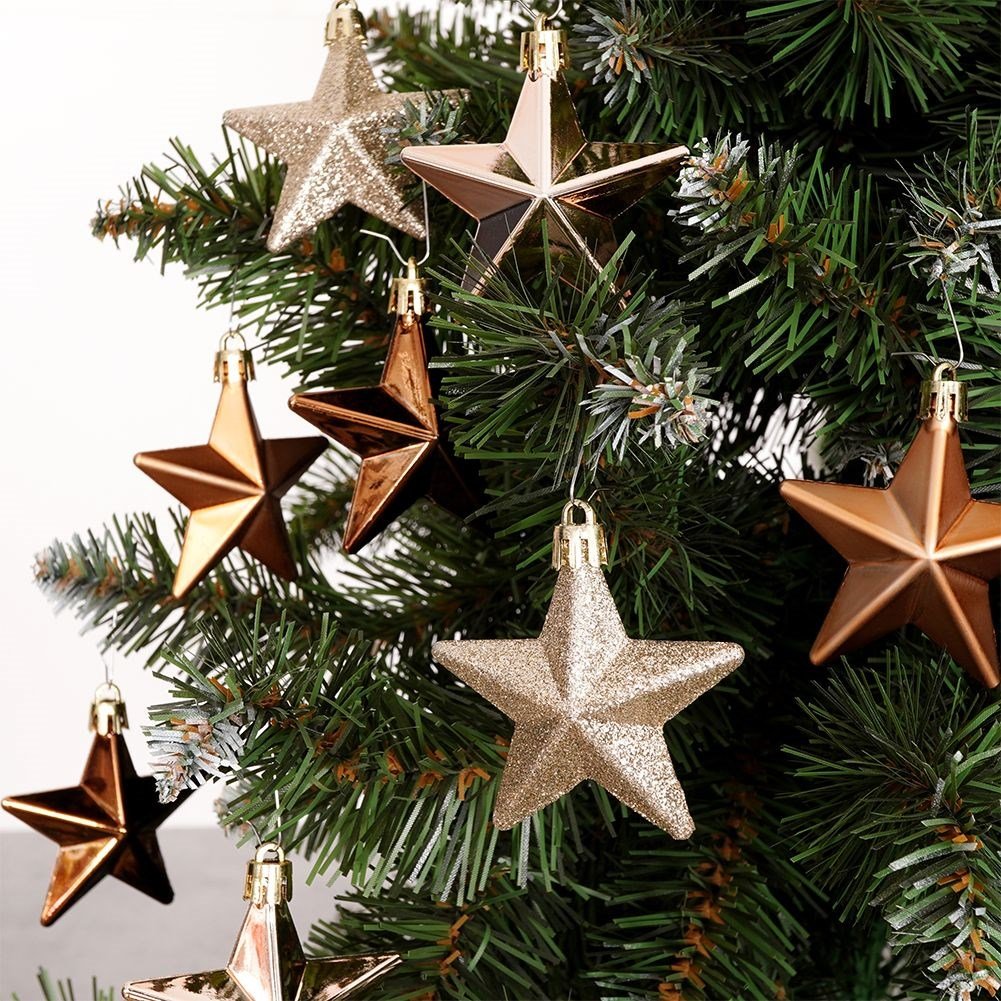 Set of 8 durable Christmas tree balls in amber shades