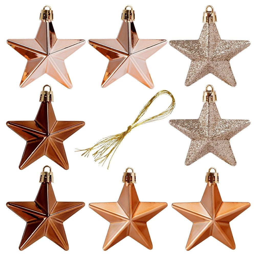 Set of 8 durable Christmas tree balls in amber shades