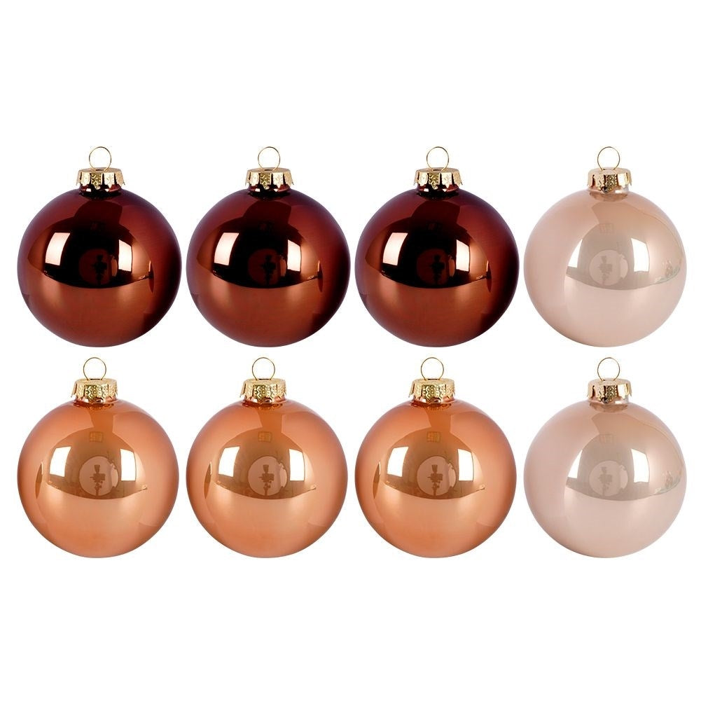 Set of 8 elegant amber Christmas tree balls