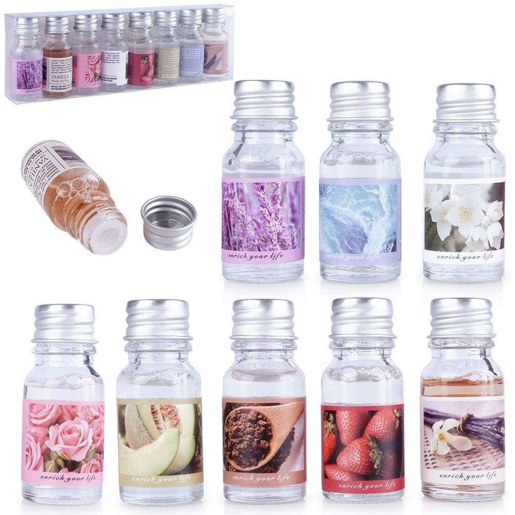 Set of 8 essential oils for aroma lamps, saunas and baths