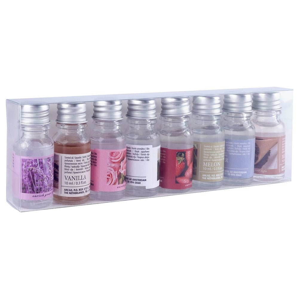 Set of 8 essential oils for aroma lamps, saunas and baths